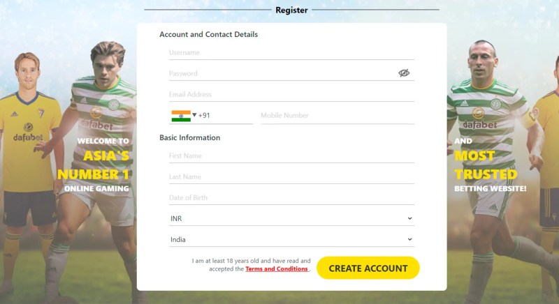 Create Dafabet Account