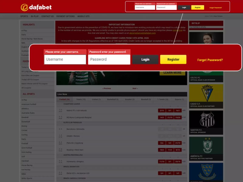 Dafabet Can’t Login