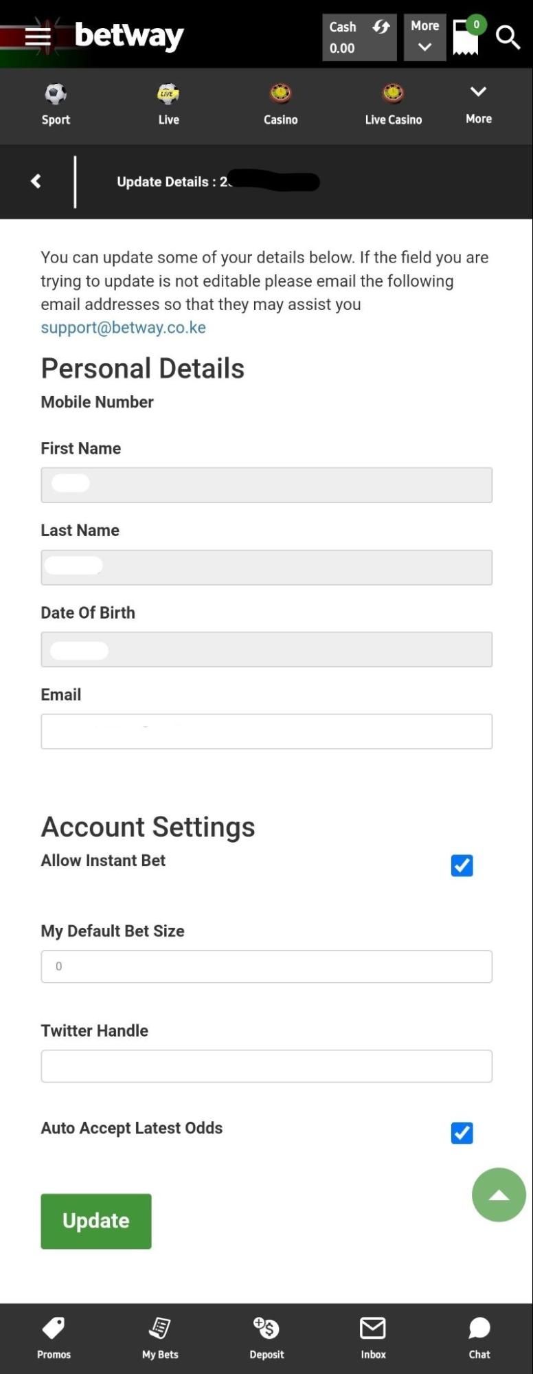 How To Change Name On Betway