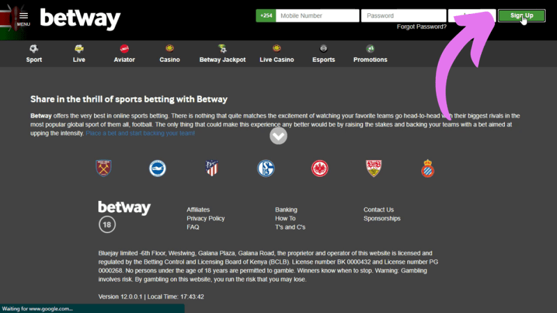 How To Register On Betway Kenya