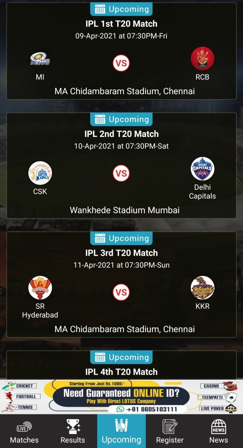 Live Yahoo Cricket Scores